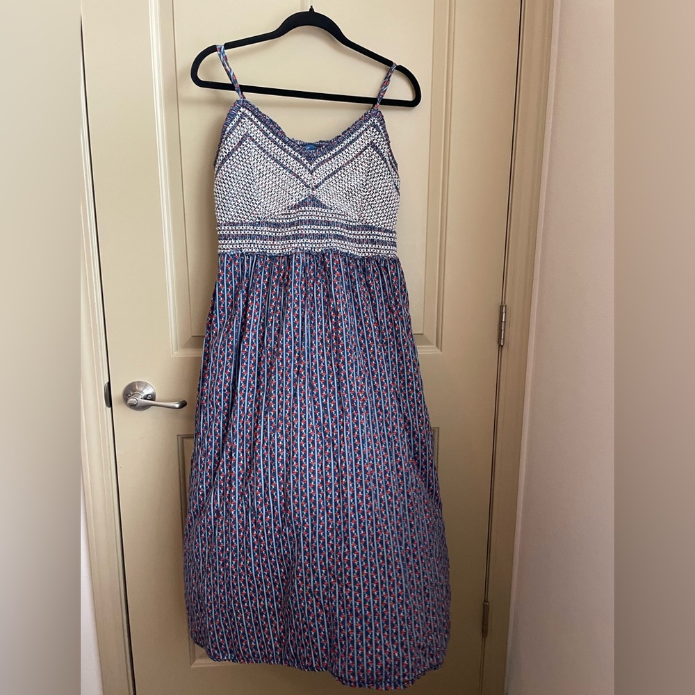 Red White and Blue Crochet Top Midi Dress